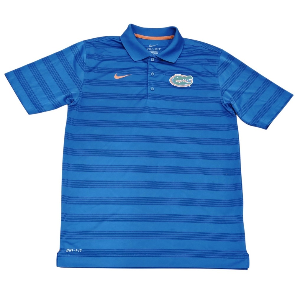 Nike Florida Gators Polo Men's Small Blue Orange Dri-FIT Striped NCAA Golf